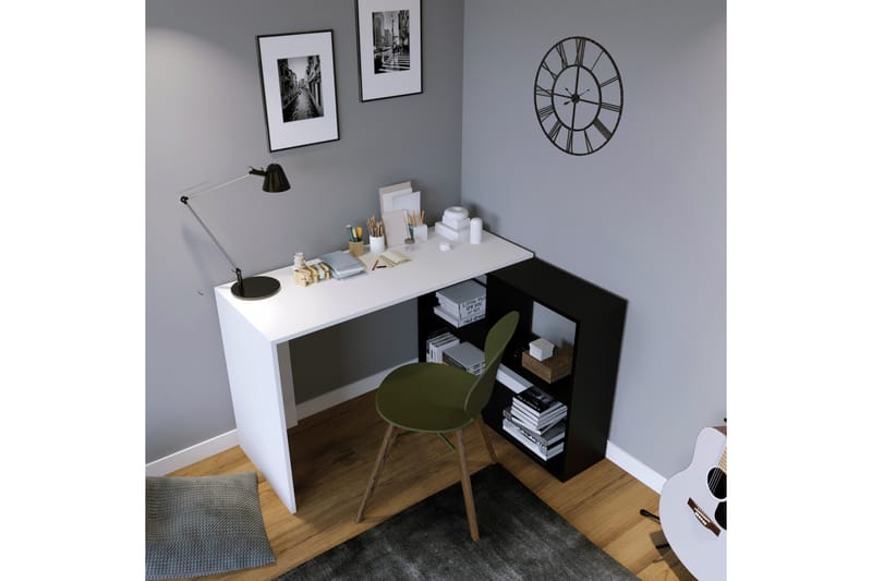 Akyurt Hörnsskrivbord 120 cm med Förvaring - Vit/Svart - Möbler - Bord & matgrupper - Kontorsbord - Skrivbord