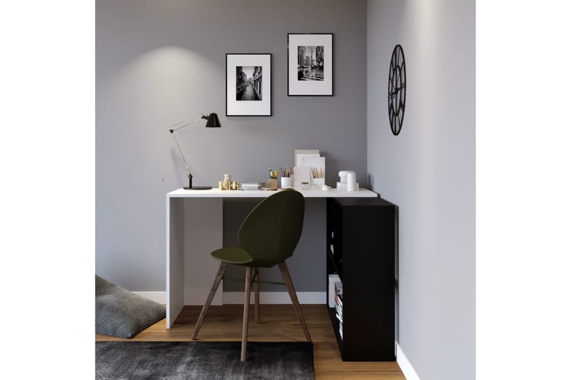 Akyurt Hörnsskrivbord 120 cm med Förvaring - Vit/Svart - Möbler - Bord & matgrupper - Kontorsbord - Skrivbord