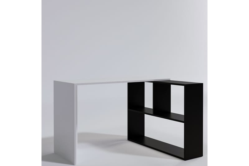 Akyurt Hörnsskrivbord 120 cm med Förvaring - Vit/Svart - Skrivbord