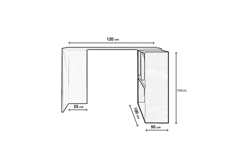 Akyurt Hörnsskrivbord 120 cm med Förvaring - Vit/Svart - Möbler - Bord & matgrupper - Kontorsbord - Skrivbord