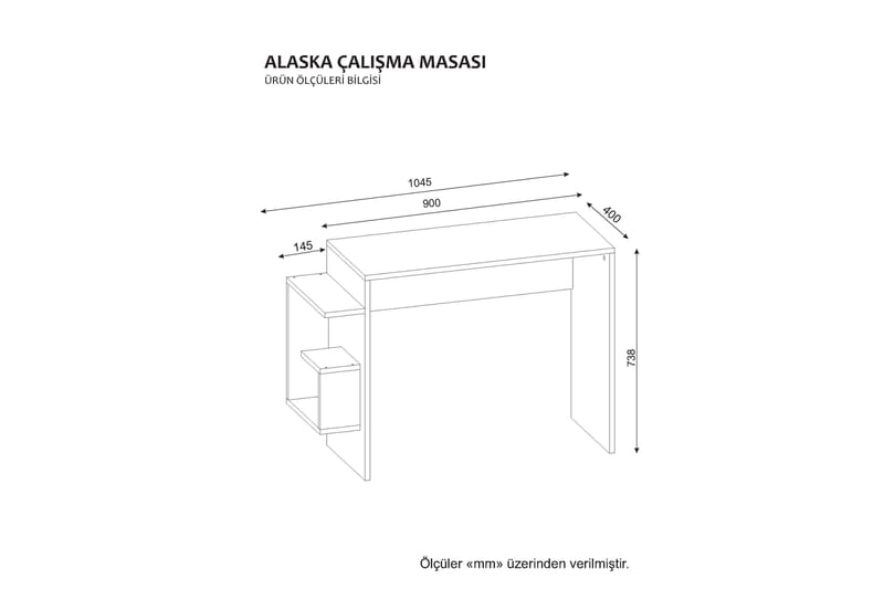 Alaswa Skrivbord 104 cm med Förvaring Sidohylla - Vit - Skrivbord