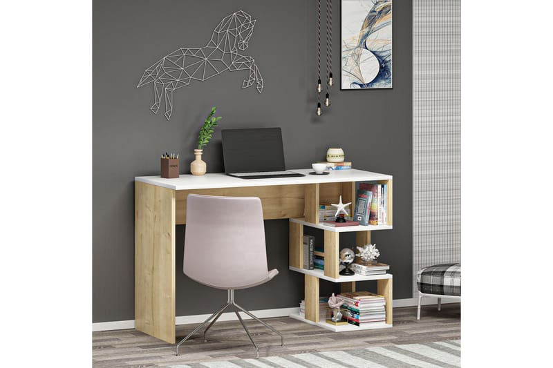 Alfered Skrivbord 110 cm - Vit/Natur - Möbler - Bord & matgrupper - Kontorsbord - Skrivbord