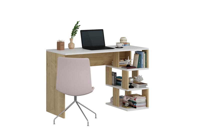Alfered Skrivbord 110 cm - Vit/Natur - Möbler - Bord & matgrupper - Kontorsbord - Skrivbord