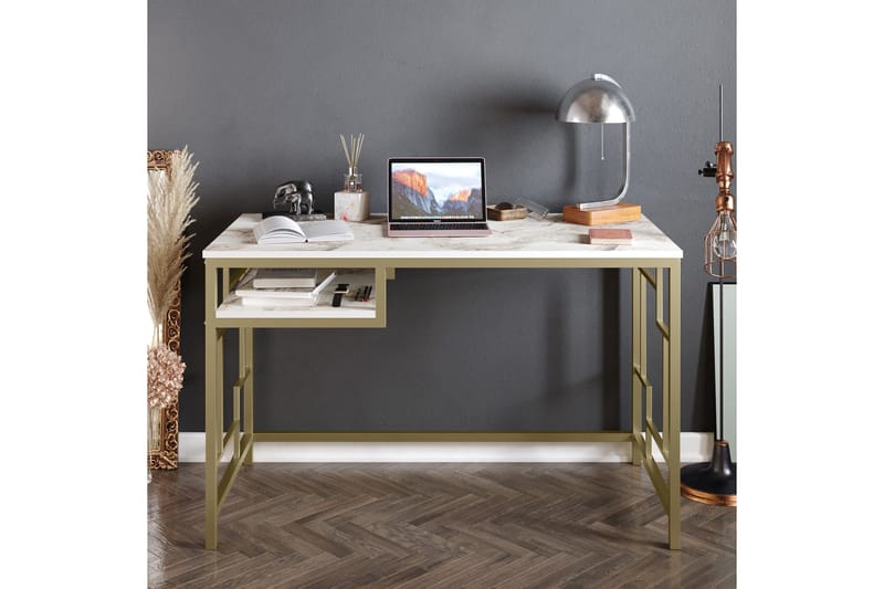 Amsberg Skrivbord 120 cm med Förvaring Hylla - Guld - Möbler - Bord & matgrupper - Kontorsbord - Skrivbord