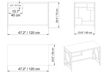 Amsberg Skrivbord 120 cm med Förvaring Hylla - Guld - Möbler - Bord & matgrupper - Kontorsbord - Skrivbord