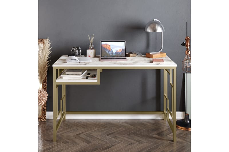 Amsberg Skrivbord 120 cm med Förvaring Hylla - Guld - Möbler - Bord & matgrupper - Kontorsbord - Skrivbord