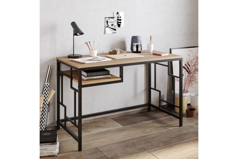 Amsberg Skrivbord 120 cm med Förvaring Hylla - Svart - Möbler - Bord & matgrupper - Kontorsbord - Skrivbord