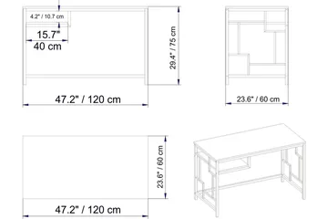 Amsberg Skrivbord 120 cm med Förvaring Hylla - Svart - Möbler - Bord & matgrupper - Kontorsbord - Skrivbord