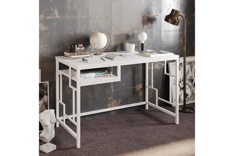 Amsberg Skrivbord 120 cm med Förvaring Hylla - Vit - Skrivbord