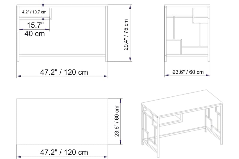 Amsberg Skrivbord 120 cm med Förvaring Hylla - Vit - Möbler - Bord & matgrupper - Kontorsbord - Skrivbord