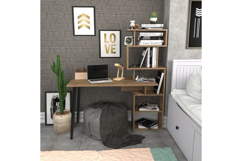 Andifli Skrivbord 55x146,4x133 cm med förvaring - Brun - Möbler - Bord & matgrupper - Kontorsbord - Skrivbord