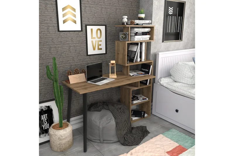 Andifli Skrivbord 55x146,4x133 cm med förvaring - Brun - Möbler - Bord & matgrupper - Kontorsbord - Skrivbord