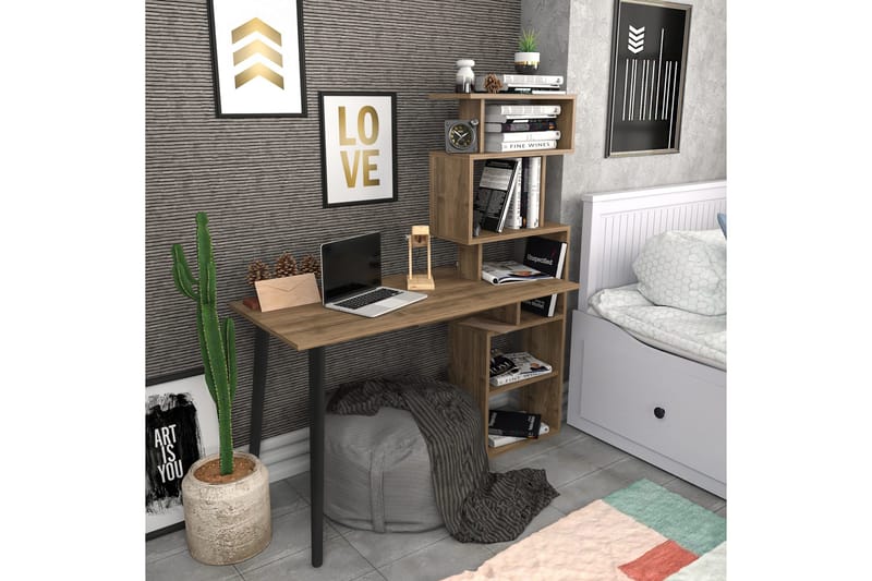 Andifli Skrivbord 55x146,4x133 cm med förvaring - Brun - Möbler - Bord & matgrupper - Kontorsbord - Skrivbord