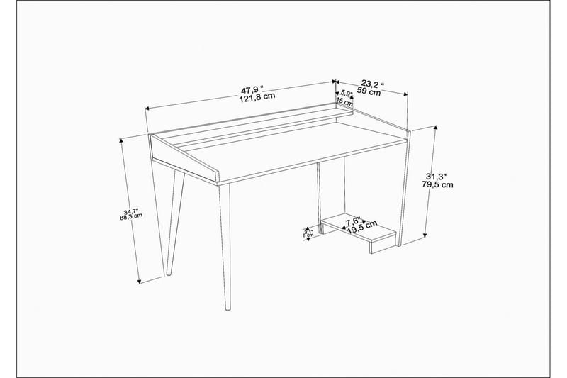 Andifli Skrivbord 59x88,3x121,8 cm med förvaring - Brun - Möbler - Bord & matgrupper - Kontorsbord - Skrivbord