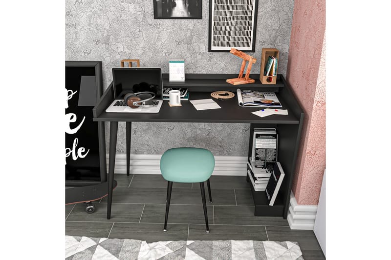 Andifli Skrivbord 59x88,3x121,8 cm med förvaring - Svart - Möbler - Bord & matgrupper - Kontorsbord - Skrivbord