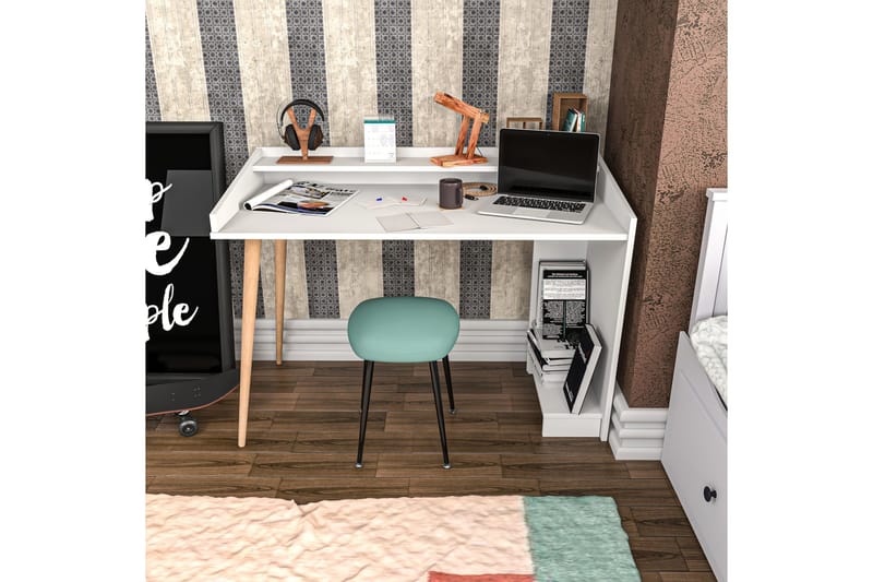 Andifli Skrivbord 59x88,3x121,8 cm med förvaring - Vit - Möbler - Bord & matgrupper - Kontorsbord - Skrivbord