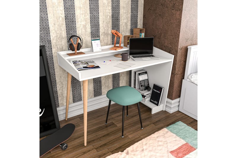 Andifli Skrivbord 59x88,3x121,8 cm med förvaring - Vit - Möbler - Bord & matgrupper - Kontorsbord - Skrivbord