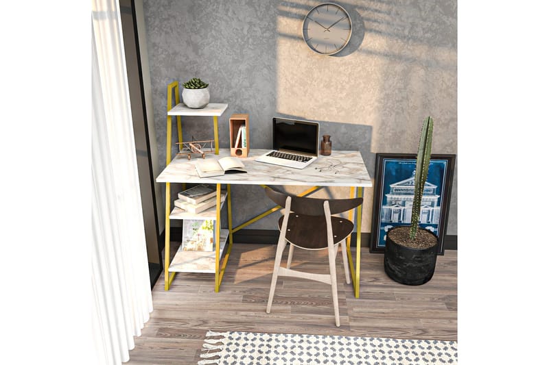 Andifli Skrivbord 60x120x120 cm med förvaring - Vit - Möbler - Bord & matgrupper - Kontorsbord - Skrivbord