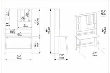 Andifli Skrivbord 60x196,6x120 cm med förvaring - Vit - Möbler - Bord & matgrupper - Kontorsbord - Skrivbord