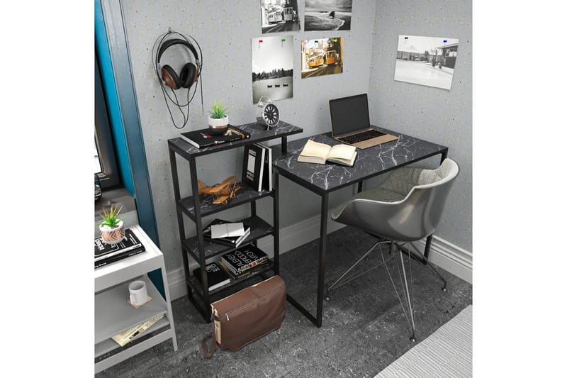 Andifli Skrivbord 60x76,8x133 cm med förvaring - Svart - Möbler - Bord & matgrupper - Kontorsbord - Skrivbord