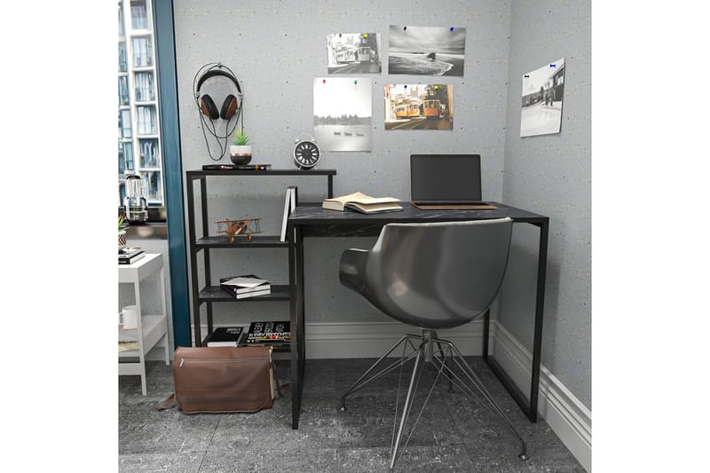 Andifli Skrivbord 60x76,8x133 cm med förvaring - Svart - Möbler - Bord & matgrupper - Kontorsbord - Skrivbord