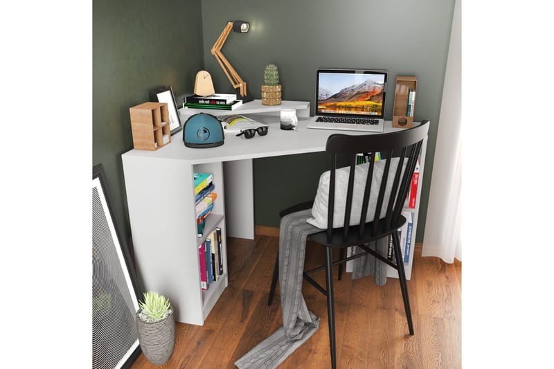 Andifli Skrivbord 90x76,8x120 cm med förvaring - Vit - Möbler - Bord & matgrupper - Kontorsbord - Skrivbord