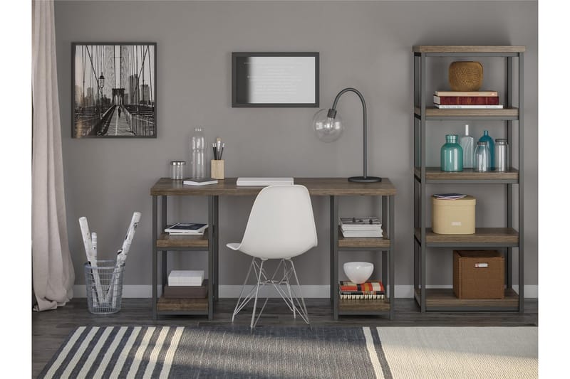 Ashlar Skrivbord 137 cm med Förvaring 4 Hyllor Brun/Svart - Dorel Home - Möbler - Bord & matgrupper - Kontorsbord - Skrivbord