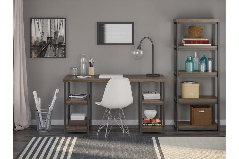 Ashlar Skrivbord 137 cm med Förvaring 4 Hyllor Brun/Svart - Dorel Home - Möbler - Bord & matgrupper - Kontorsbord - Skrivbord