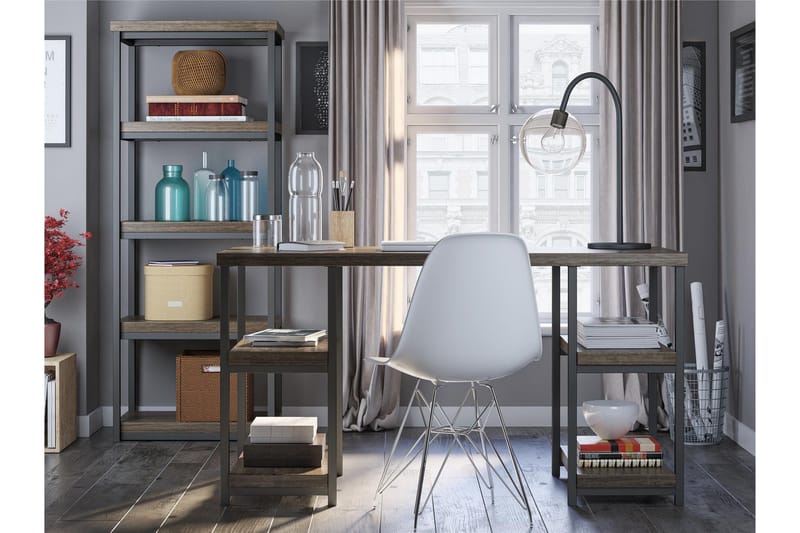 Ashlar Skrivbord 137 cm med Förvaring 4 Hyllor Brun/Svart - Dorel Home - Möbler - Bord & matgrupper - Kontorsbord - Skrivbord