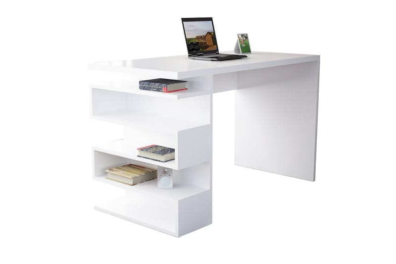 Asillane Skrivbord 120 cm med Sidoförvaring - Vit - Möbler - Bord & matgrupper - Kontorsbord - Skrivbord