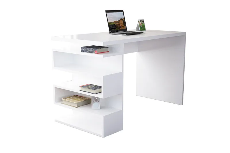 Asillane Skrivbord 120 cm med Sidoförvaring - Vit - Möbler - Bord & matgrupper - Kontorsbord - Skrivbord