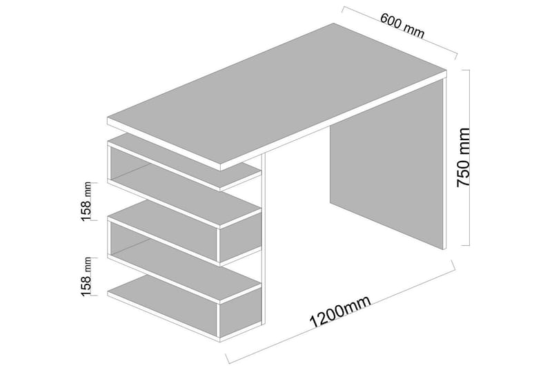 Asillane Skrivbord 120 cm med Sidoförvaring - Vit/Valnötsbrun - Möbler - Bord & matgrupper - Kontorsbord - Skrivbord
