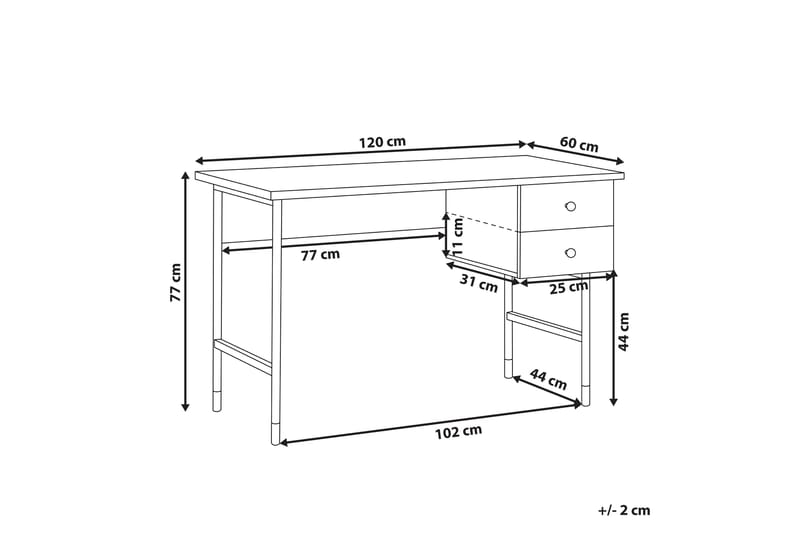 Assaria Skrivbord 120 cm med Förvaring 2 Lådor - Ljust Trä - Möbler - Bord & matgrupper - Kontorsbord - Skrivbord