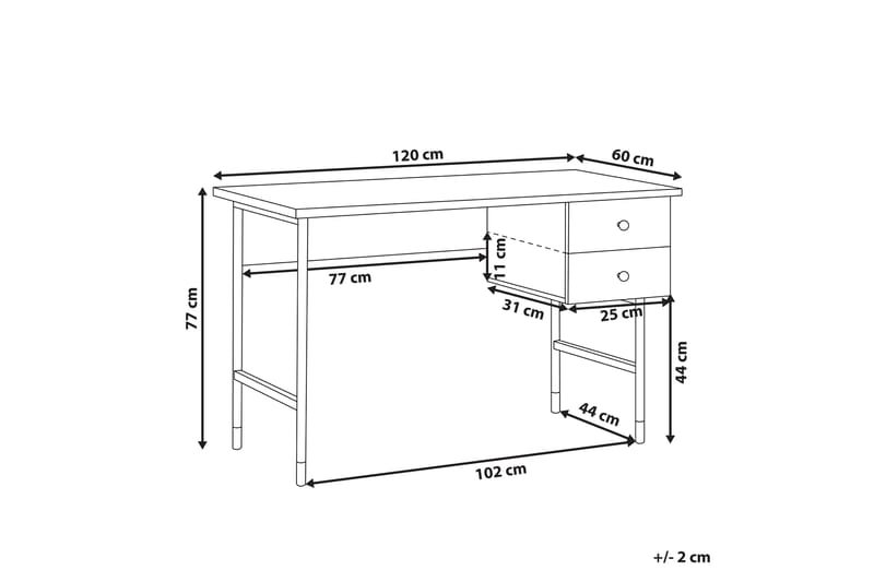 Assaria Skrivbord 120 cm med Förvaring 2 Lådor - Ljust Trä - Skrivbord