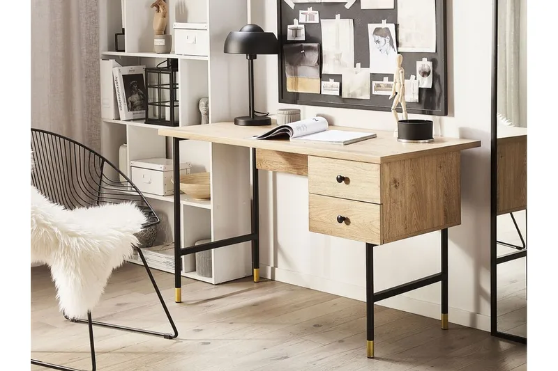 Assaria Skrivbord 120 cm med Förvaring 2 Lådor - Ljust Trä - Möbler - Bord & matgrupper - Kontorsbord - Skrivbord