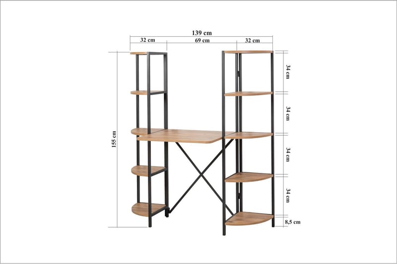 Aura Skrivbord 139 cm - Brun/Svart - Möbler - Bord & matgrupper - Kontorsbord - Skrivbord