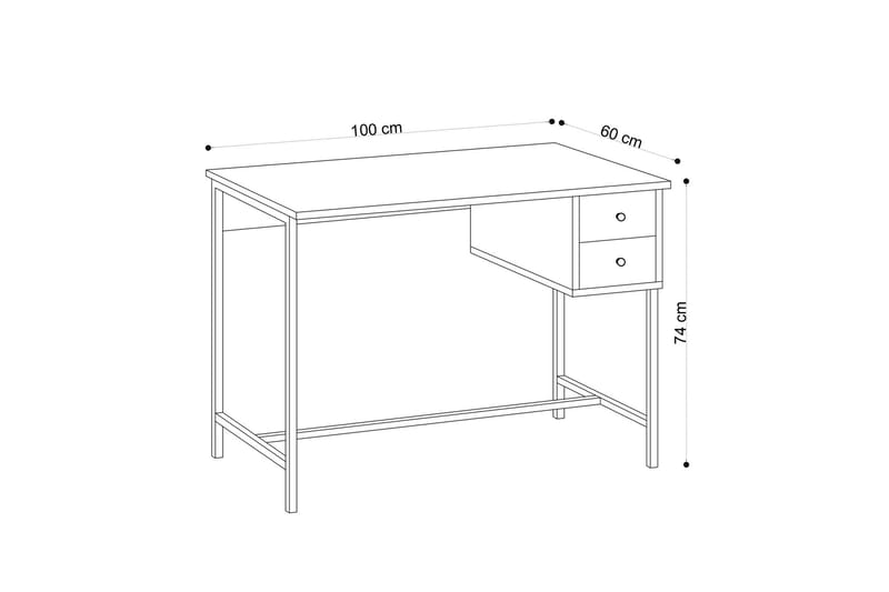 Avelsbol Skrivbord 100 cm med Förvaring 2 Lådor - Natur/Svart - Möbler - Bord & matgrupper - Kontorsbord - Skrivbord