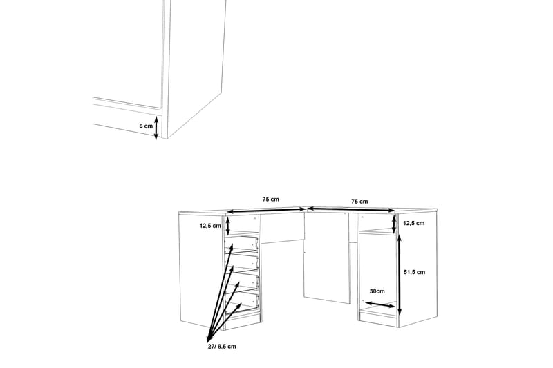 Baacwood Skrivbord 125 cm - Vit - Möbler - Bord & matgrupper - Kontorsbord - Skrivbord