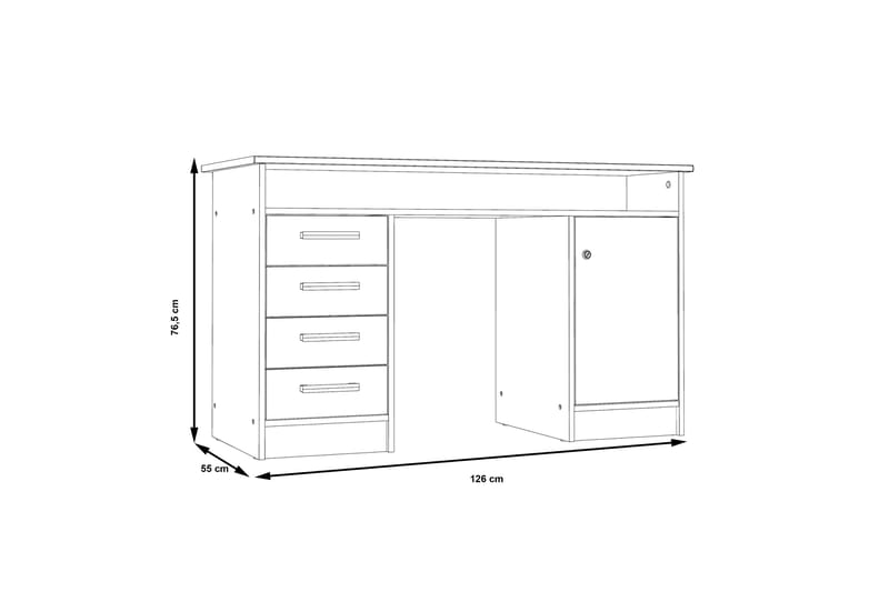 Baacwood Skrivbord 126 cm - Vit - Skrivbord