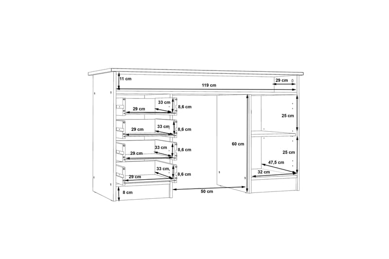 Baacwood Skrivbord 126 cm - Vit - Skrivbord