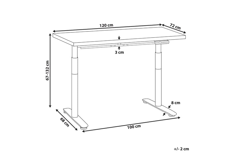 Banner Skrivbord 72x120 cm - Mörkt trä/Svart - Möbler - Bord & matgrupper - Kontorsbord - Skrivbord - Höj och sänkbart skrivbord
