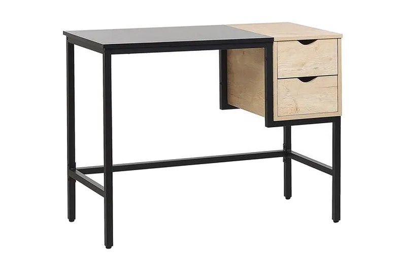 Barrakeh Skrivbord 100 cm med Förvaring 2 Lådor, Svart/Ljust Trä