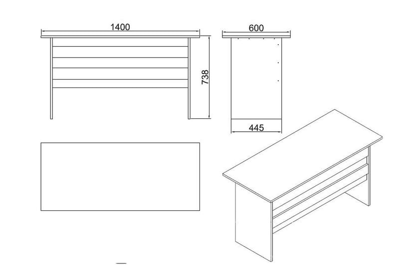 Barrock Skrivbord 140 cm - Teak/Antracit - Skrivbord