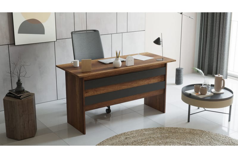 Barrock Skrivbord 140 cm - Teak/Antracit - Skrivbord