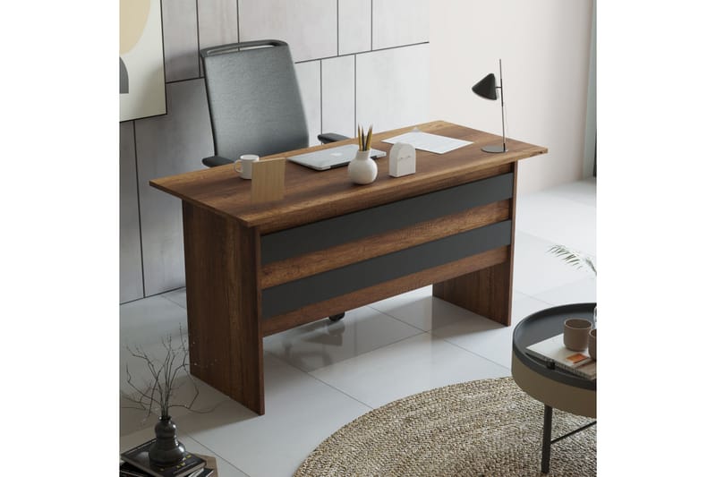 Barrock Skrivbord 140 cm - Teak/Antracit - Skrivbord