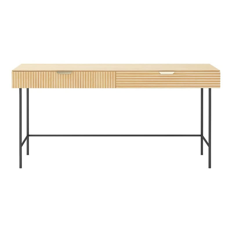 Skrivbord Bassel 120x60x75 cm 3D-melamin - ljust trä / svart / guld - Möbler - Bord & matgrupper - Kontorsbord - Skrivbord