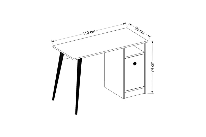 Bauksa Skrivbord 110 cm med Förvaring Hylla + Skåp - Vit - Skrivbord