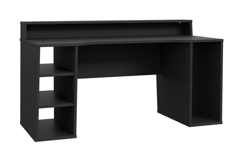 Bays Gaming Skrivbord 160 cm med Förvaring 2 Hyllor - Svart - Skrivbord - Datorbord