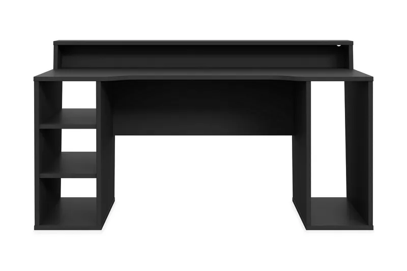 Bays Gaming Skrivbord 160 cm med Förvaring 2 Hyllor, Svart