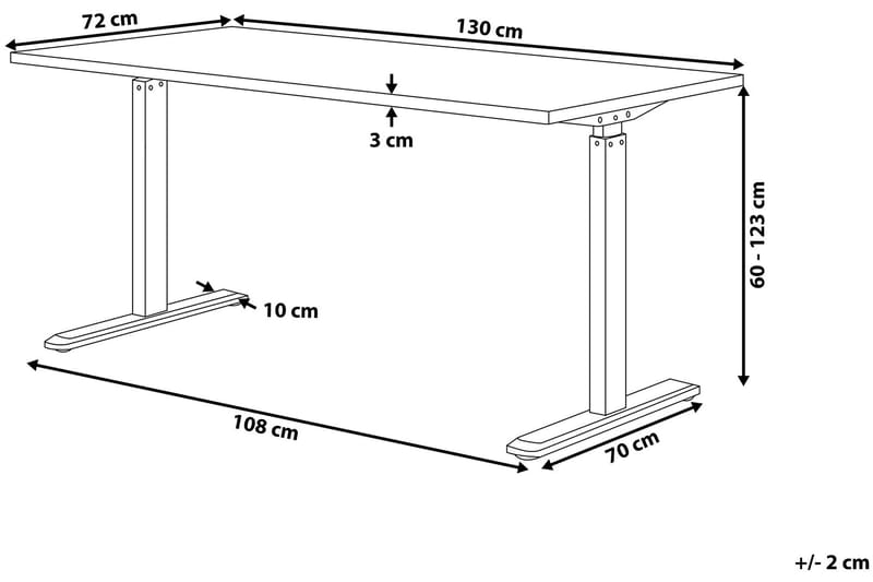 Belluton Skrivbord 130 cm Elektriskt Justerbart - Grå/Svart - Möbler - Bord & matgrupper - Kontorsbord - Skrivbord - Höj och sänkbart skrivbord